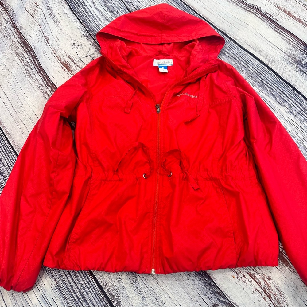 Columbia Rain Resistant Red Anorak Zip Up Jacket